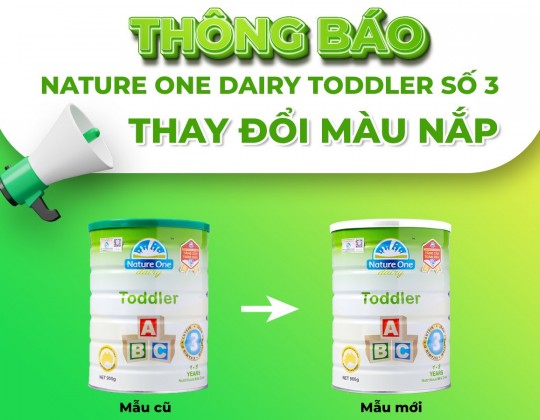 Thông báo: Sữa Nature One Dairy Toddler số 3 thay đổi màu nắp hộp sản phẩm