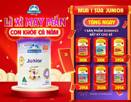 Mua 1 sữa Junior TẶNG NGAY 1 sản phẩm Gummies bất kỳ cho bé