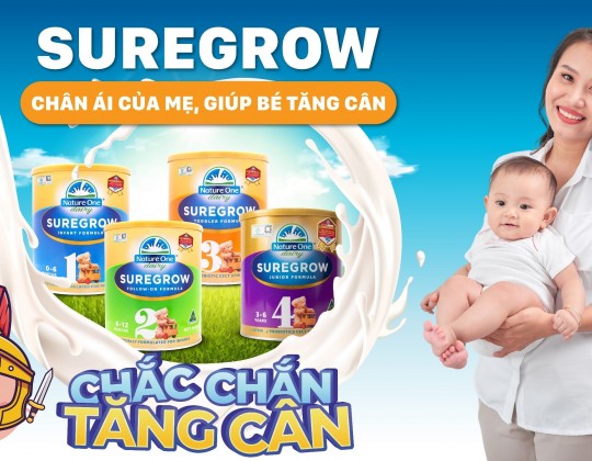 Suregrow - Dòng sữa có chứa siêu lợi khuẩn HMM với hiệu quả tăng cân đã được chứng minh