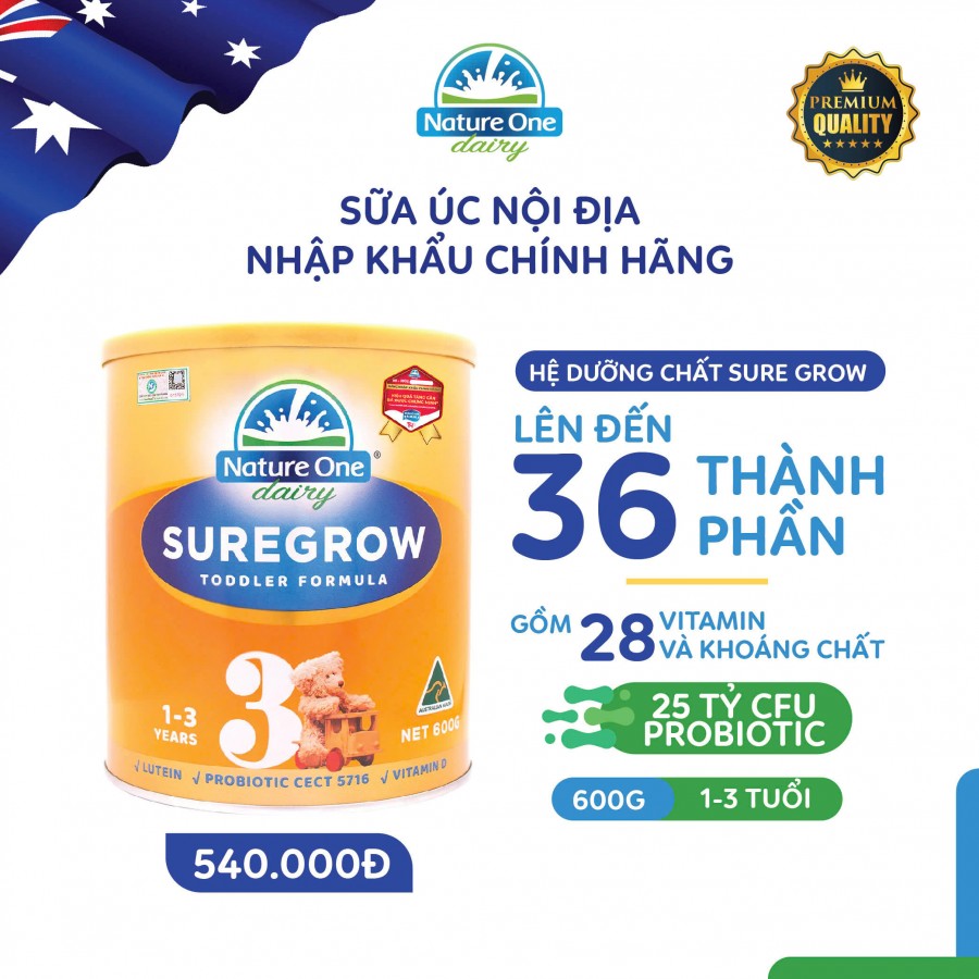 Sữa Sure Grow HMM số 3 cho bé từ 1-3 tuổi - Hộp 600g