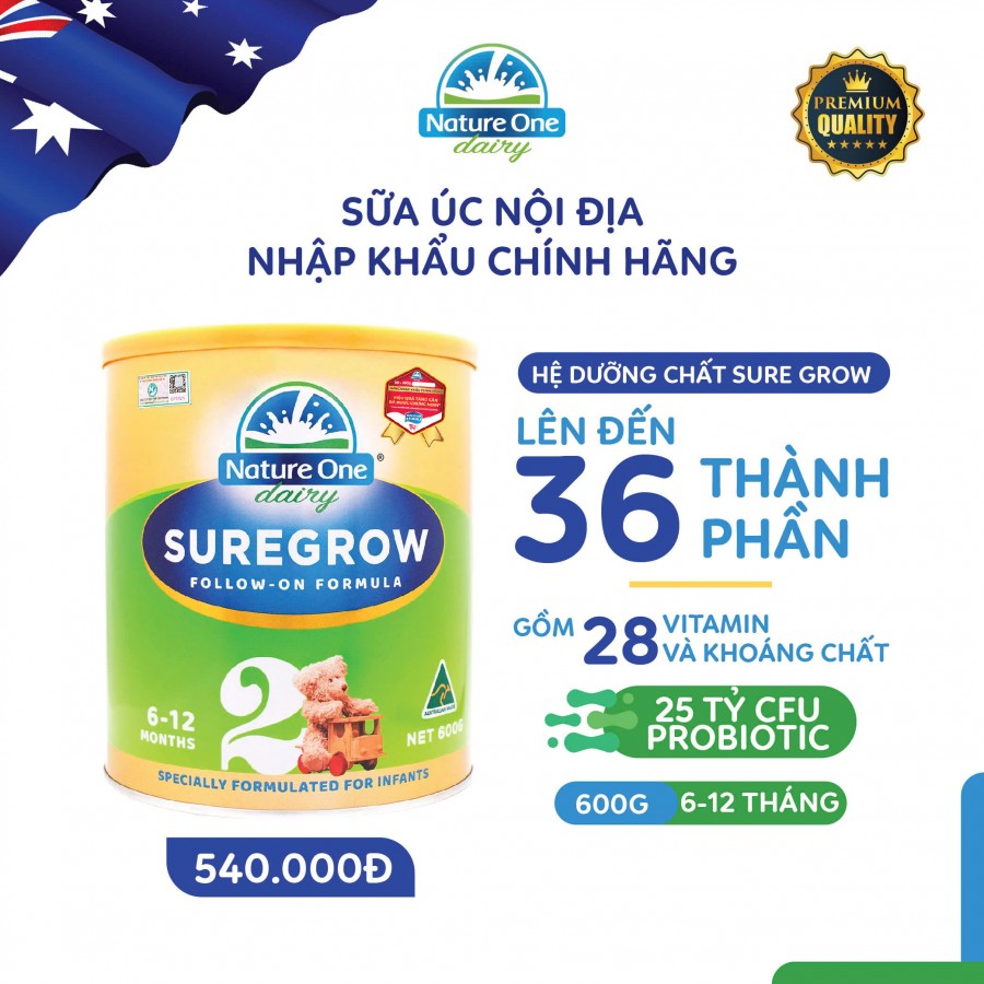 Sữa Sure Grow HMM số 2 cho bé từ 6-12 tháng tuổi - Hộp 600g