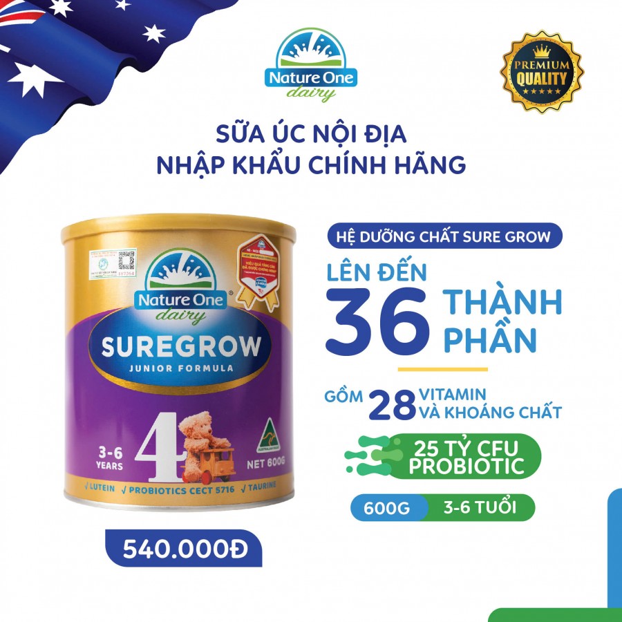 Sữa Sure Grow HMM số 4 cho bé từ 3-6 tuổi - Hộp 600g