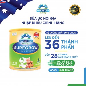 Sữa Sure Grow HMM số 2 cho bé từ 6-12 tháng tuổi - Hộp 600g