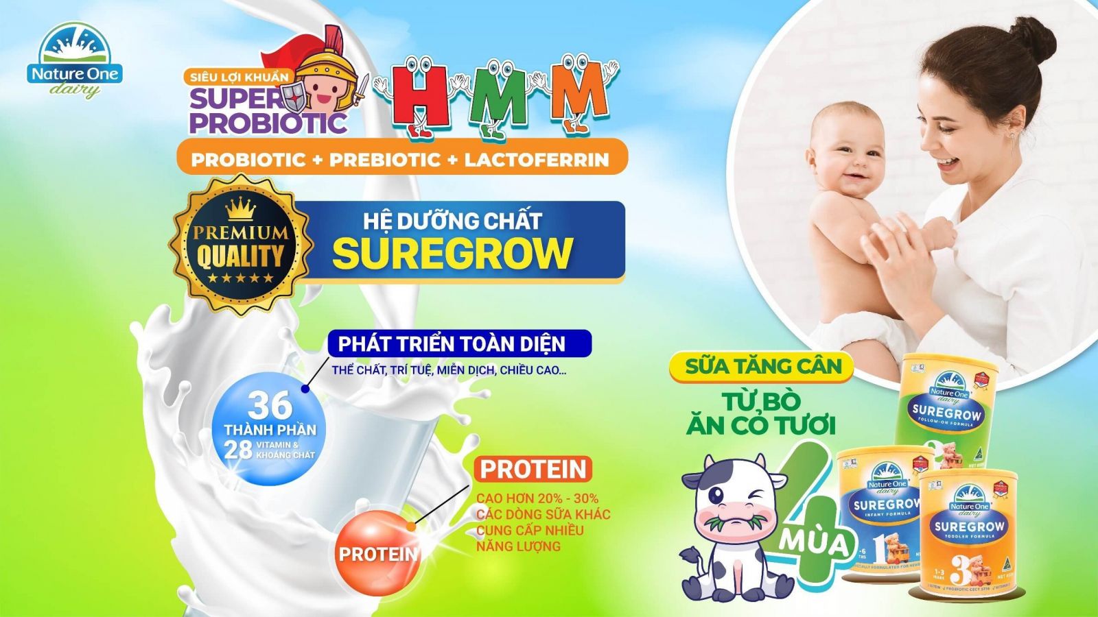 Suregrow – Dòng sản phẩm sở hữu hàng loạt ưu điểm vượt trội, hỗ trợ tăng cân cho bé
