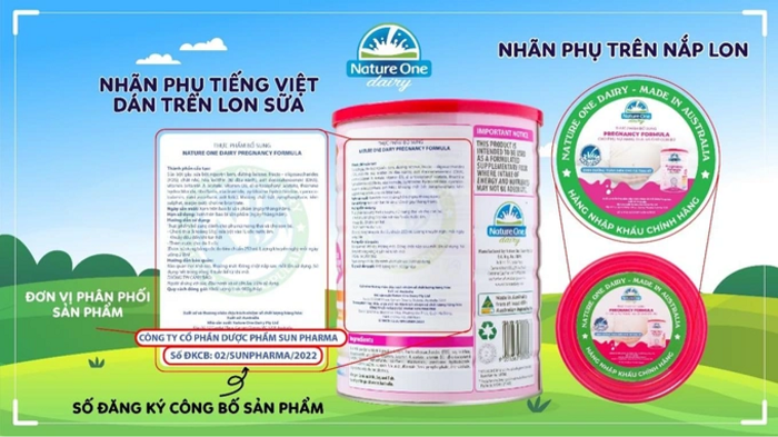 Nhãn phụ tiếng Việt có đầy đủ thông tin đơn vị sản xuất, đơn vị phân phối và số đăng ký công bố (Ảnh: Sun Pharma).