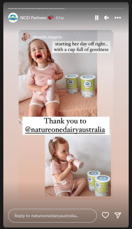 Feedback của người Úc về sữa của Nature One