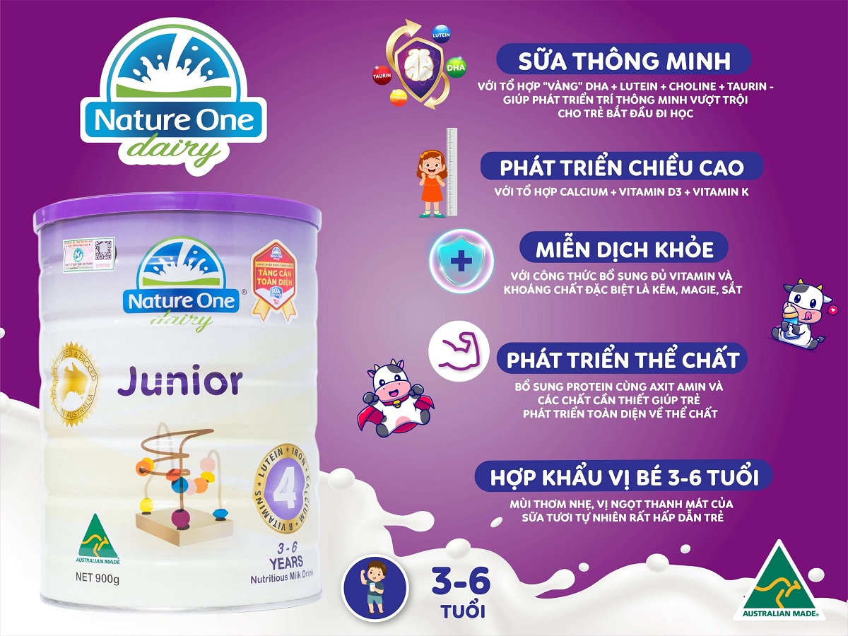 Sữa công thức Nature One Dairy Junior số 4 cho bé từ 3 - 6 tuổi