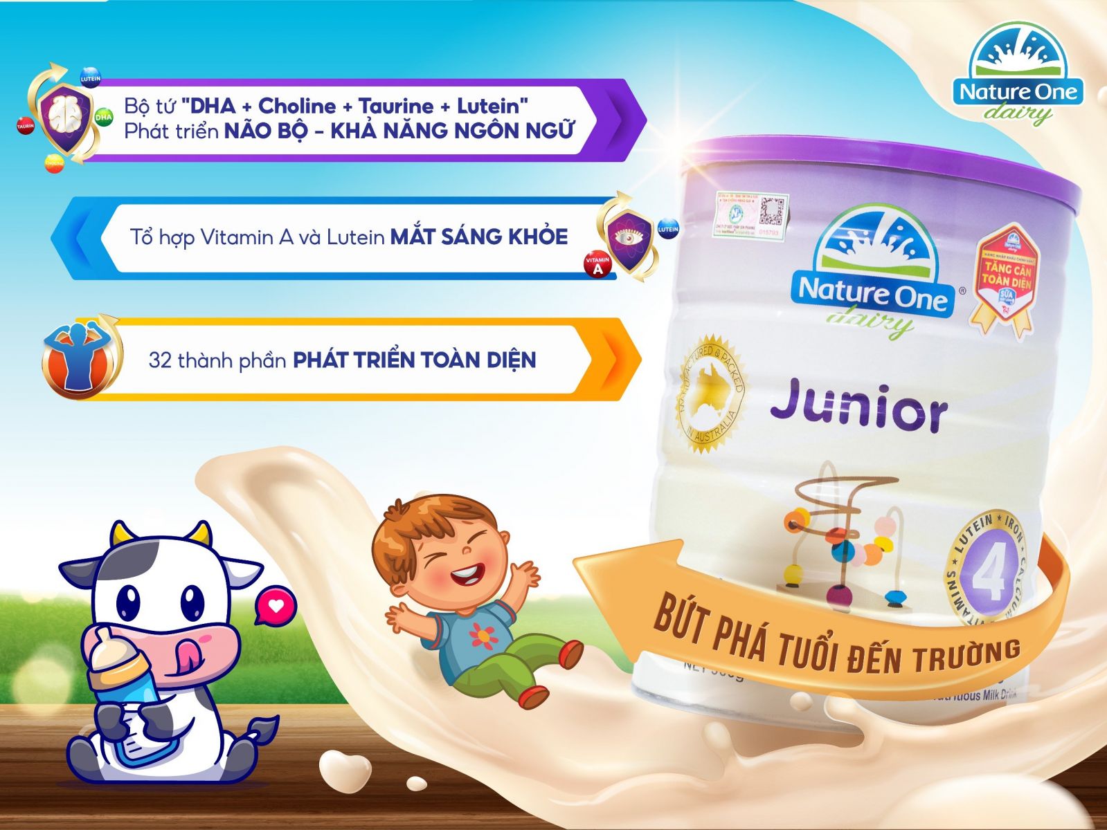 Sữa công thức Nature One Dairy Junior số 4 cho bé từ 3 - 6 tuổi